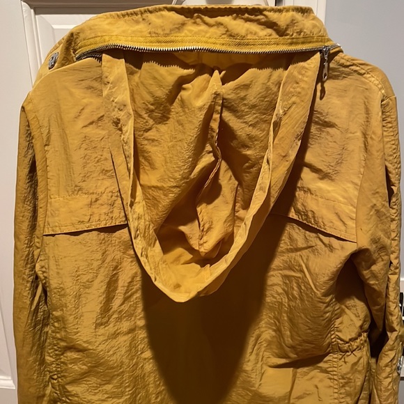 Mustard Colored Cinched Waist Rain Coat - Picture 10 of 11
